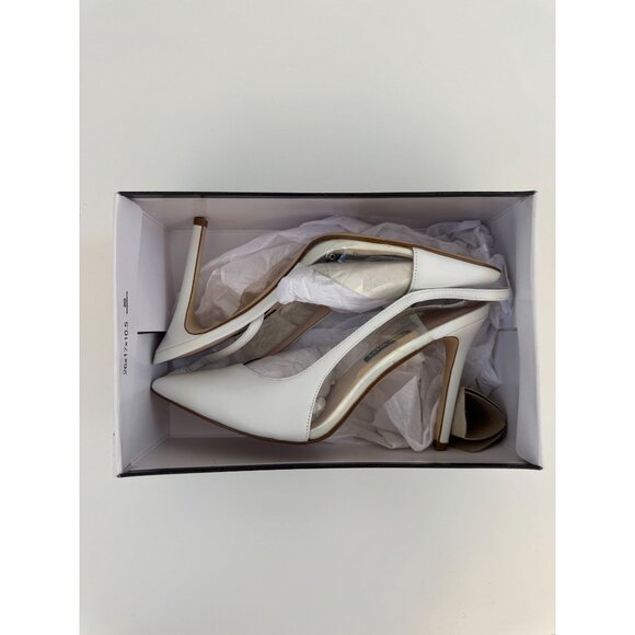 White Slingback Pointed Toe High Heels With Transparent Panel - Picture 10 of 13